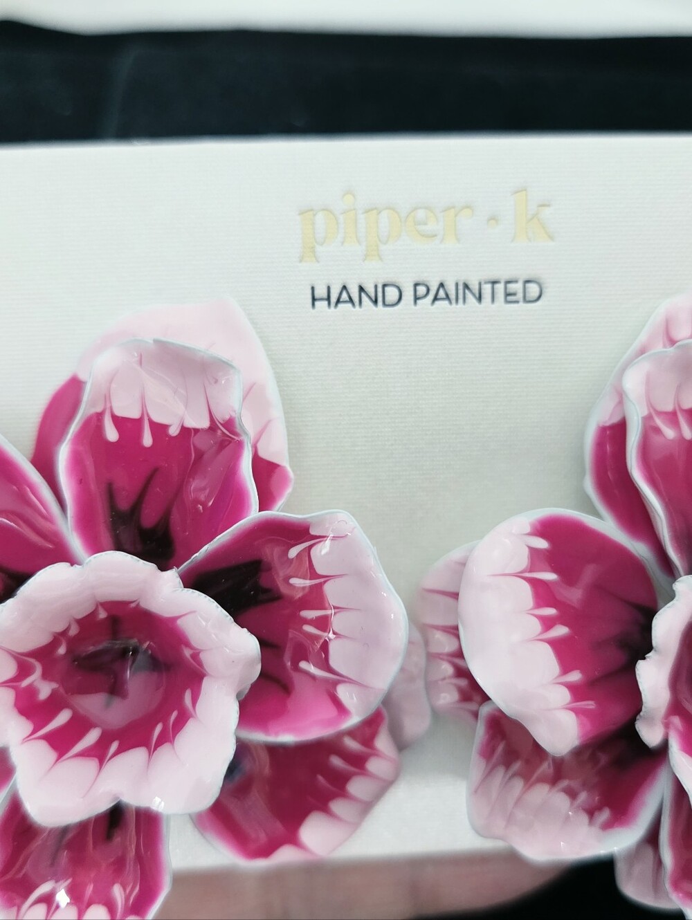 NWT Piper K Hand Painted Large Deep Pink Earrings